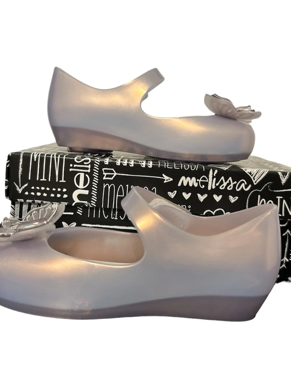 Mini Melissa Toddler Girl 7 Beauty & The Beast Silver Butterfly Maryjane Shoes